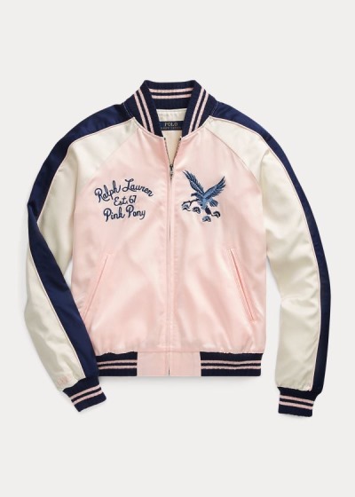 Chaqueta Bomber Ralph Lauren Mujer Rosas - Pink Pony Satin - KQULF3048